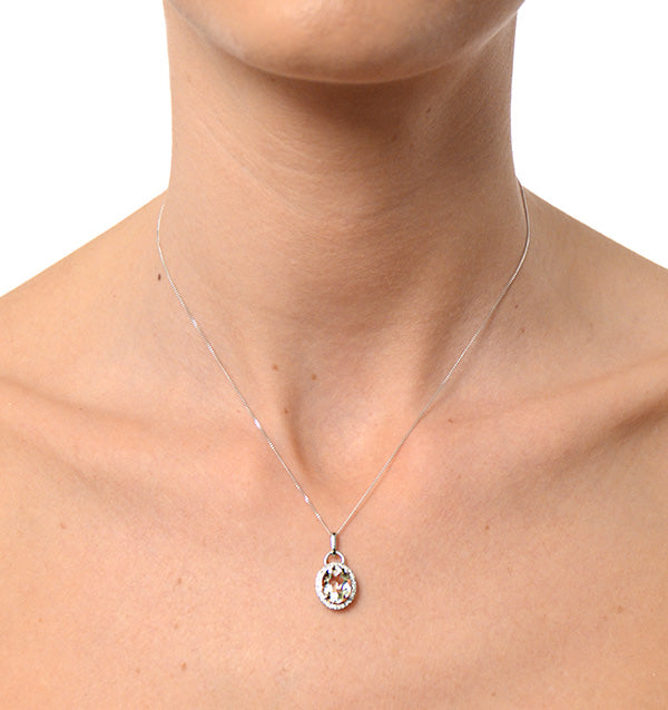 Aquamarine 2.69ct And Diamond 9K White Gold Pendant Necklace
